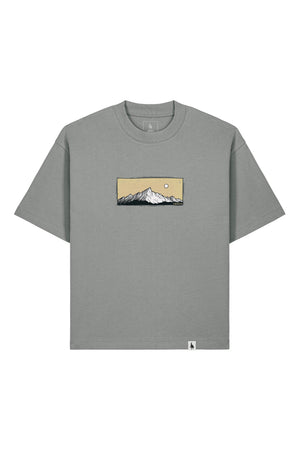 Tricou Arkon print Perfect View Misty Grey - fata