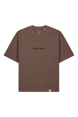 Tricou Arkon print Out of Office Mocha - fata