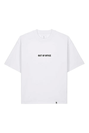 Tricou Arkon print Out of Office Alb - fata