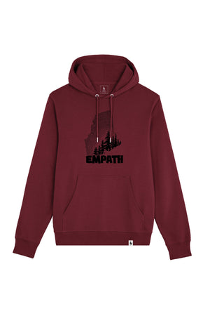 Hanorac subtire unisex Arco, print Wood, Burgundy - față
