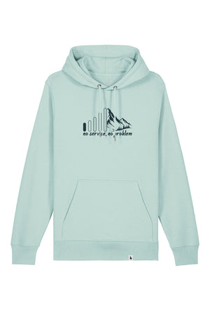 Hanorac subtire unisex Arco, print No service, Caribbean Blue - față