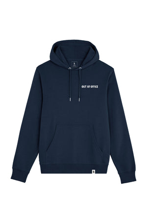 Hanorac subtire unisex Arco, print Out of office, Navy - față