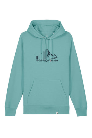 Hanorac subtire unisex Arco, print No service, Teal Monstera - față