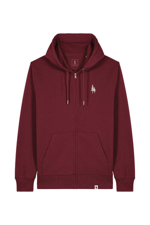 Hanorac subtire cu fermoar Conor, print Logo Empath – Burgundy – față