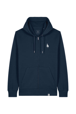 Hanorac subtire cu fermoar Conor, print Logo Empath – French Navy – față