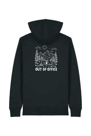 Hanorac subtire cu fermoar Conor, print Out of office, Negru - spate