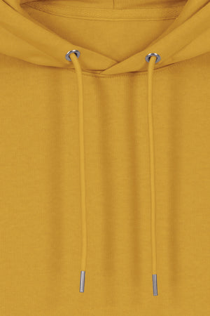 Hanorac premium unisex Cruz, Logo Brodat – Ochre – detaliu glugă și șnururi