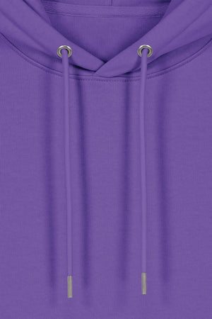 Hanorac premium unisex Cruz, Logo Brodat – Purple Love – detaliu glugă și șnururi