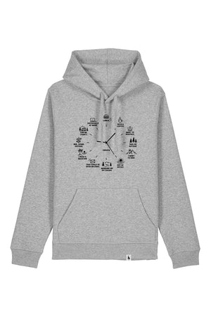 Hanorac unisex Drum, print Time to, Heather Grey - față