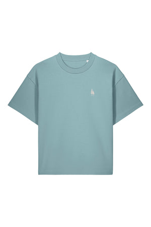 Tricou unisex Haro, Logo Brodat – Pebble Blue – față