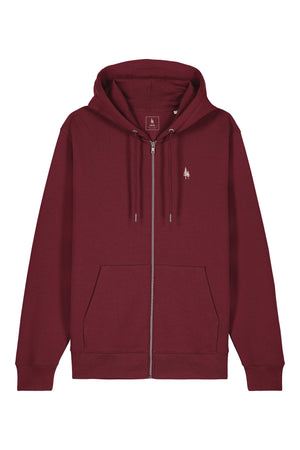 Hanorac premium cu fermoar Korin, Logo Brodat – Burgundy – față