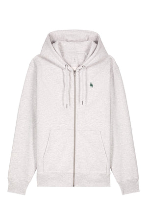 Hanorac premium cu fermoar Korin, Logo Brodat – Cool Heather Grey – față