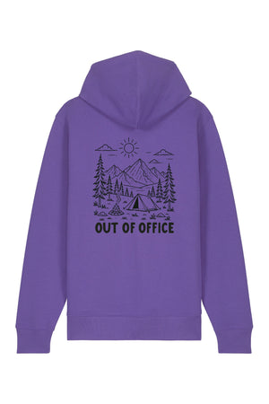 Hanorac premium cu fermoar Korin, print Out of office, Purple Love - spate