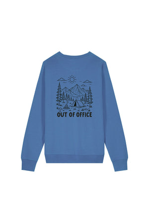 Bluza unisex subtire Mato, print Out of office, Bright Blue - spate