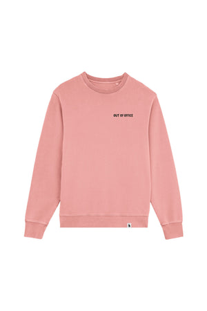 Bluza unisex subtire Mato, print Out of office, Canyon Pink - față