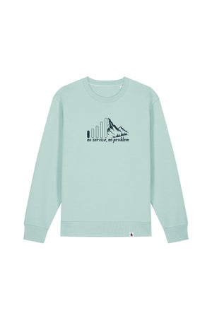 Bluza unisex subtire Mato, print No service, Caribbean Blue - față