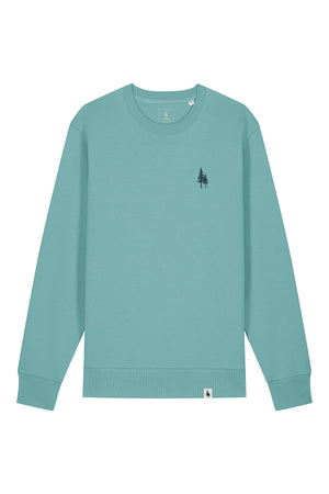 Bluza unisex subtire Mato, print Logo Empath – Teal Monstera – față