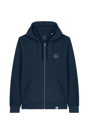 Hanorac unisex cu fermoar Mixo, print Van, French Navy - față
