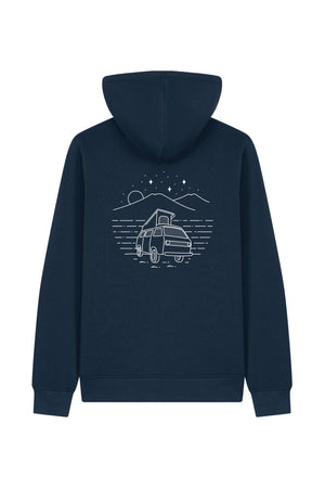 Hanorac unisex cu fermoar Mixo, print Van, French Navy - spate