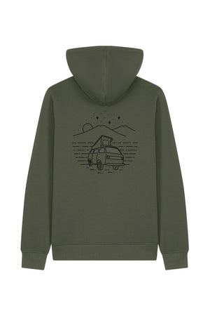 Hanorac unisex cu fermoar Mixo, print Van, Khaki - spate