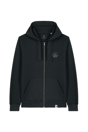 Hanorac unisex cu fermoar Mixo, print Van, Negru - față