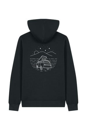 Hanorac unisex cu fermoar Mixo, print Van, Negru - spate