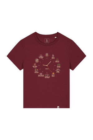 Tricou dama Mura, print Time to, Burgundy - față
