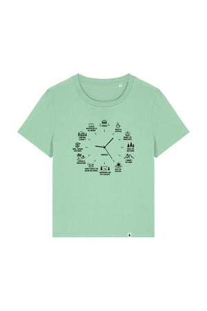 Tricou dama Mura, print Time to, Misty Jade - față
