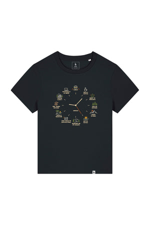 Tricou dama Mura, print Time to, Negru - față