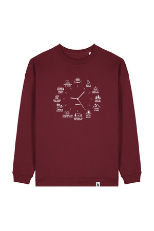 Bluza dama Paloma, print Time to, Burgundy - față