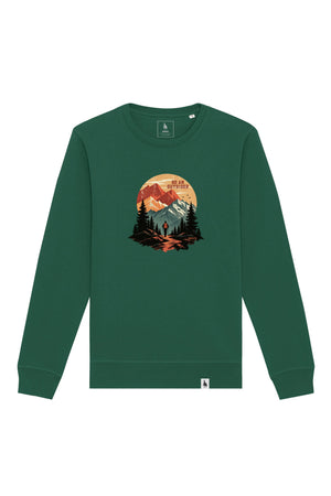 Bluza unisex Rolan, print Be an outsider, Bottle Green - față