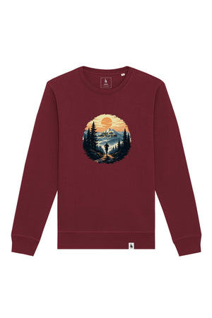 Bluza unisex Rolan, print Long way, Burgundy - față