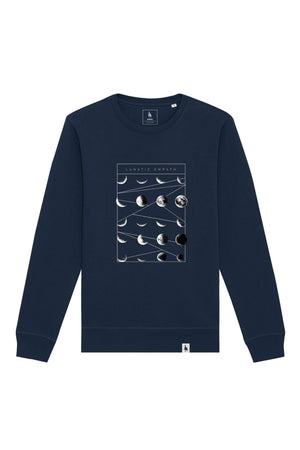 Bluza unisex Rolan, print Moon phases, Navy - față