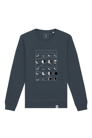 Bluza unisex Rolan, print Moon phases, India Ink Grey - față