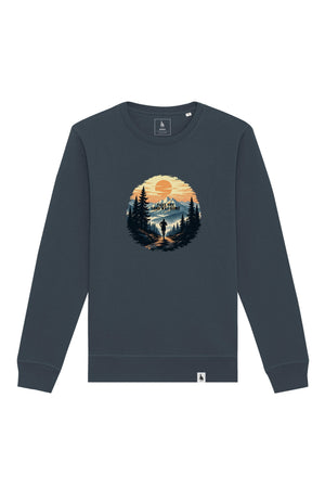 Bluza unisex Rolan, print Long way, India Ink Grey - față