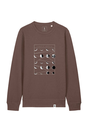 Bluza unisex Rolan, print Moon phases, Mocha - față