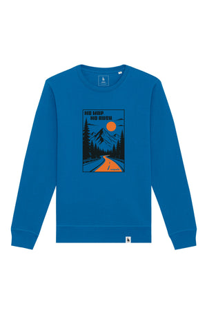 Bluza unisex Rolan, print No map, Royal Blue - față