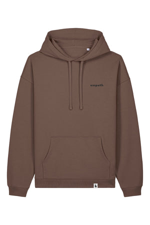 Hanorac oversized unisex Slam, print Not all those who wander are lost, Mocha - față