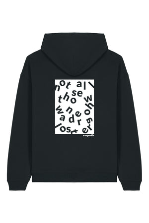 Hanorac oversized unisex Slam, print Not all those who wander are lost, Negru - spate