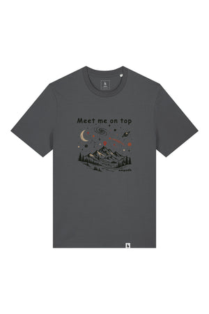 Tricou unisex Sting, print Meet me on top, Anthracite - față
