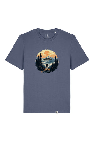 Tricou unisex Sting, print Long way, Blue Grey - față