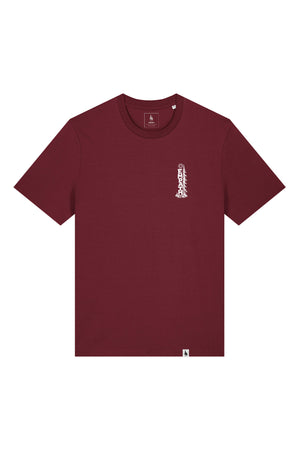 Tricou unisex Sting, print Pine, Burgundy - față