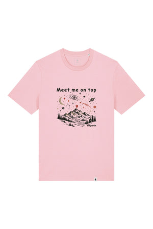 Tricou unisex Sting, print Meet me on top, Cotton Pink - față