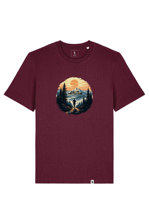 Tricou unisex Sting, print Long way, Deep Plum - față
