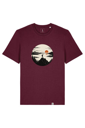 Tricou unisex Sting, print Explore more, Deep Plum - față