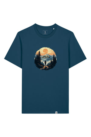 Tricou unisex Sting, print Long way, Deep Teal - față