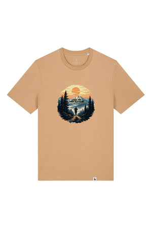 Tricou unisex Sting, print Long way, Latte - față