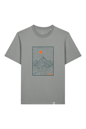 Tricou unisex Sting, print Horizons line art, Misty Grey - față