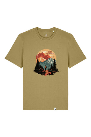 Tricou unisex Sting, print Be an outsider, Faded Olive - față