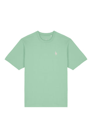 Tricou unisex Friz, Logo Brodat – Misty Jade – față